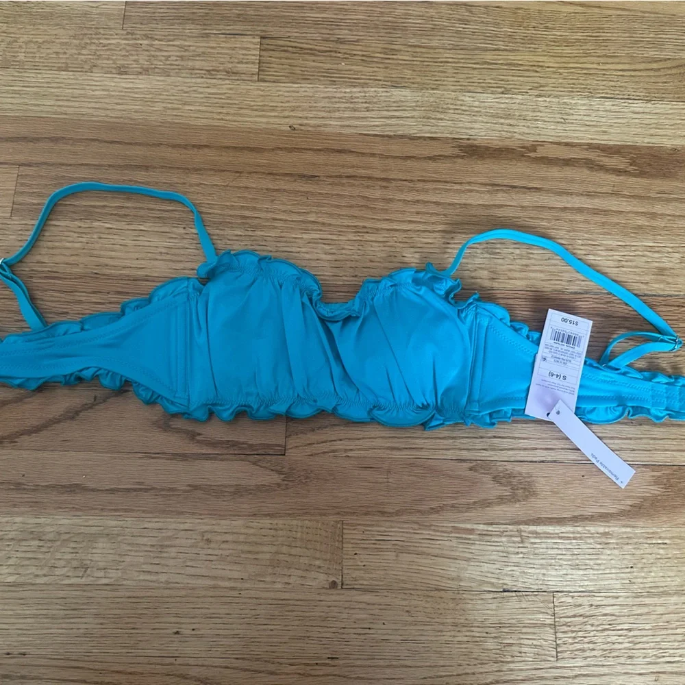 Turquoise Ruffled Bikini Top - Picture 1 of 2